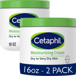 Cetaphil Moisturizing Cream, Dry Sensitive Skin, Fragrance Free, 16oz 2Pk | 2-pack value, face and body hydration, non-comedogenic, fragrance free, dermatologist recommended, very dry sensitive skin