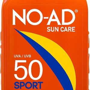 NO-AD SPF 50 SPORT Sunscreen Lotion | Hypoallergenic | Broad Spectrum UVA/UVB Protection | Water Resistant | Octinoxate & Oxybenzone Free with moisturizing Vitamin E and Aloe 16oz